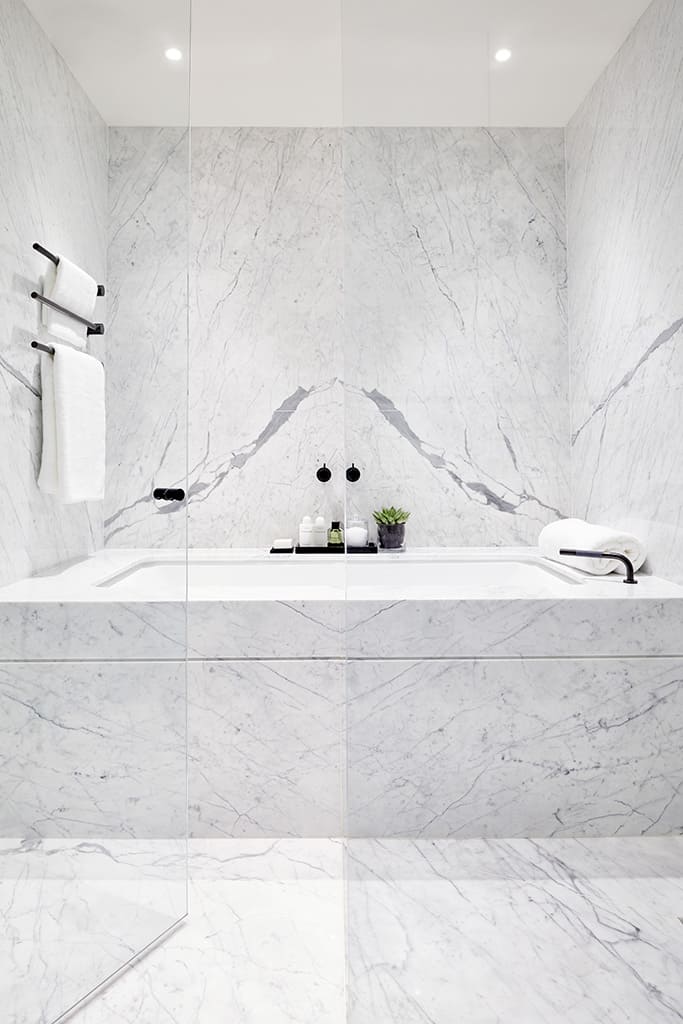 Sophisticated Marble Bathroom with bathtub