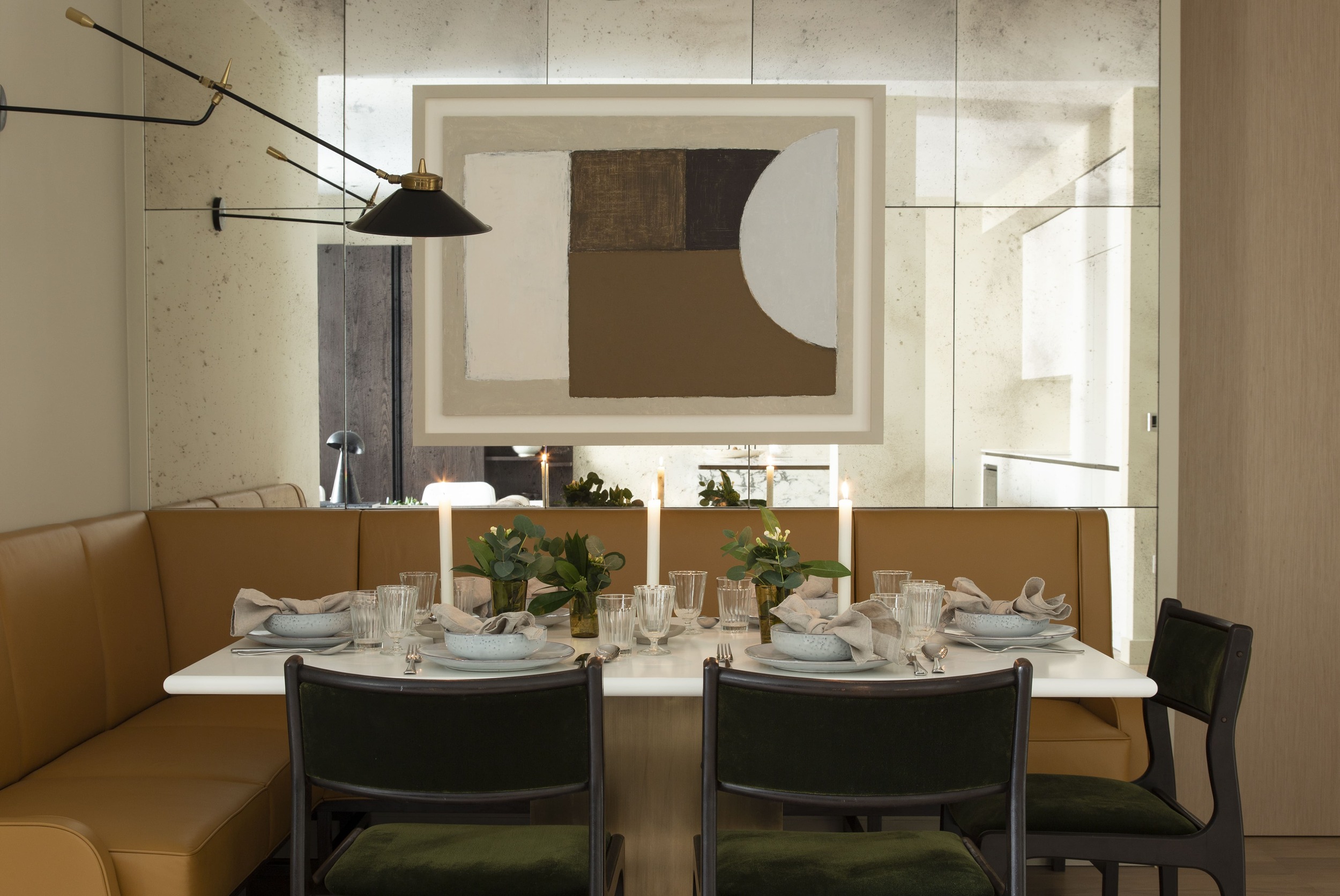 Dining Area with mirrored wall