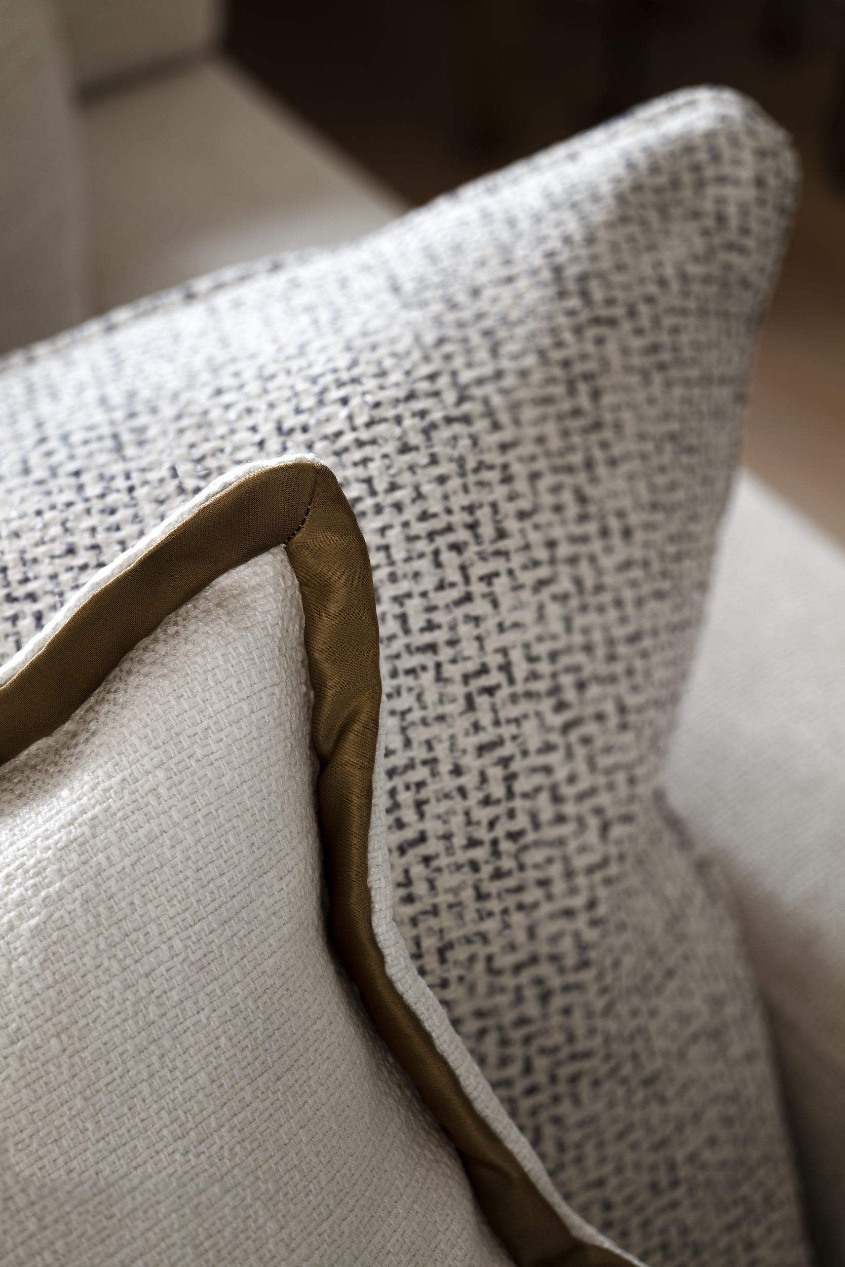 Close up of sofa cushions