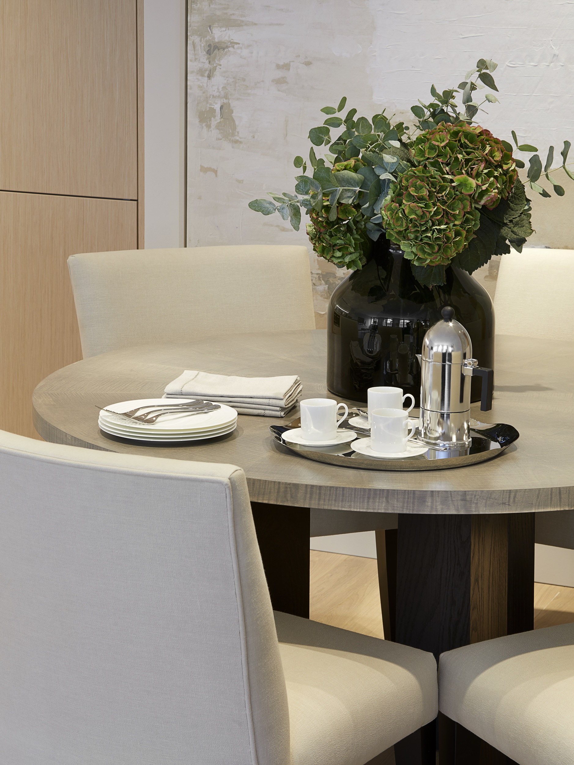 Dining table with plant