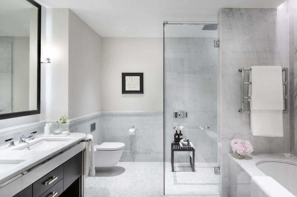 dazzling shower room with a grey palette