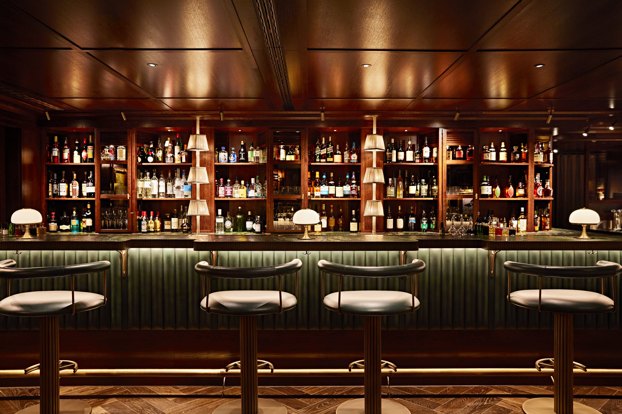 Aubrey bar interior, with 20th-century ambiance