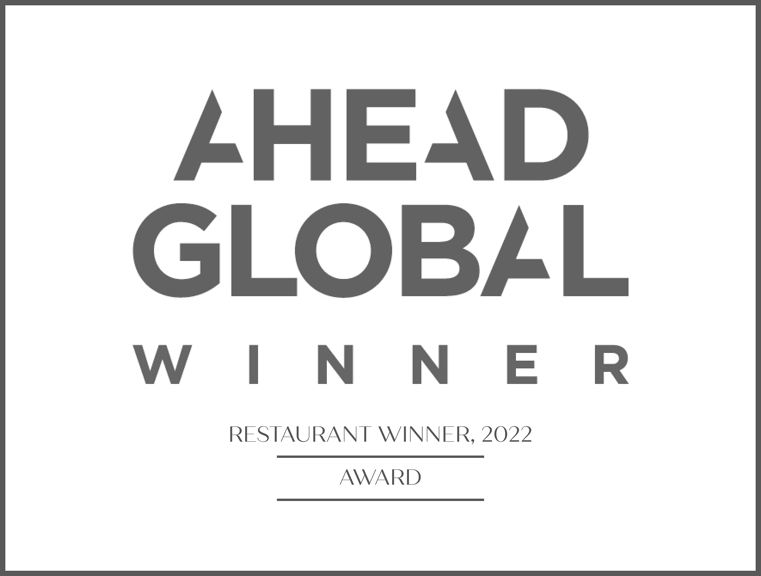 Ahead Global restaurant award 2022 Winner
